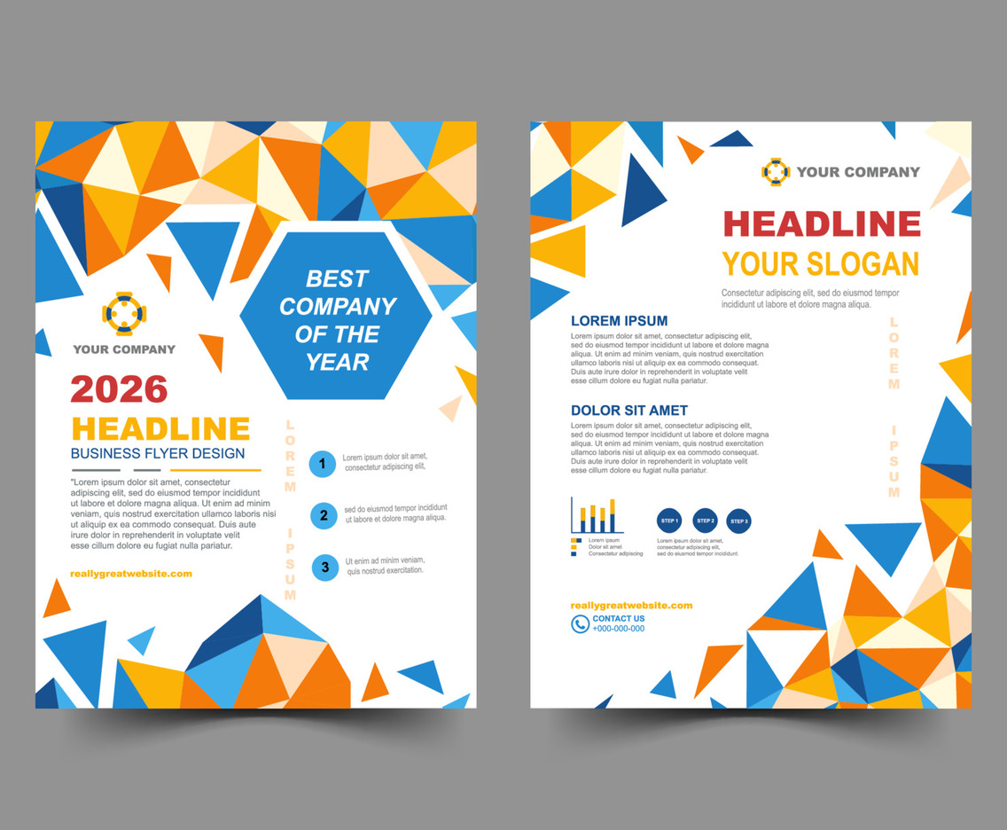 Modern Business Flyer with Flat Color Concept