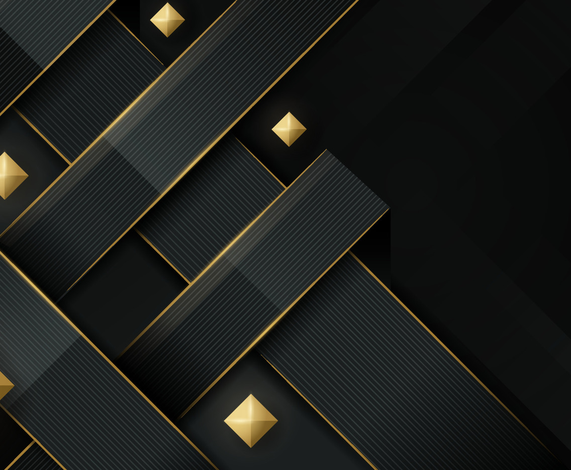 Black Abstract 3D Background with Gold Details