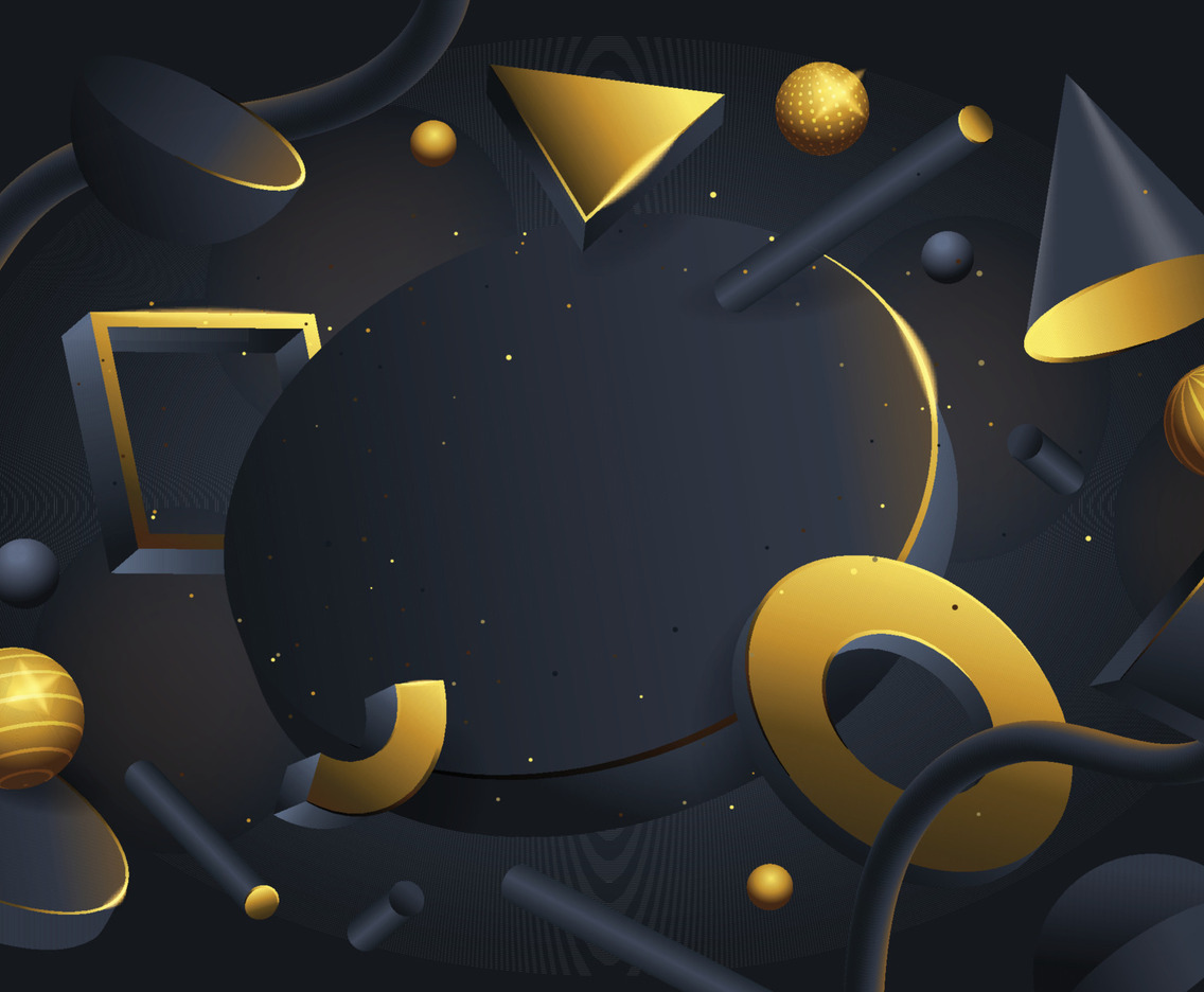 Abstract Black Gold 3D Geometric Concept