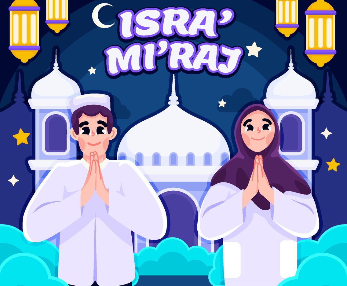 Cute Couple Greeting Isra Miraj The Islamic Night Journey Of Nabi Muhammmad SAW