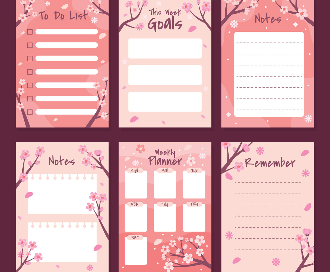 Peach Blossom Journal Templates