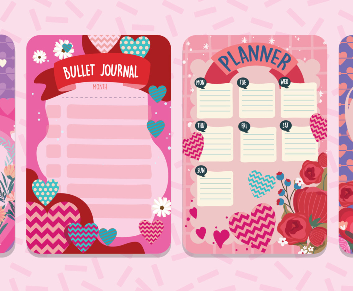 Valentine  Journal Template with Pink Color