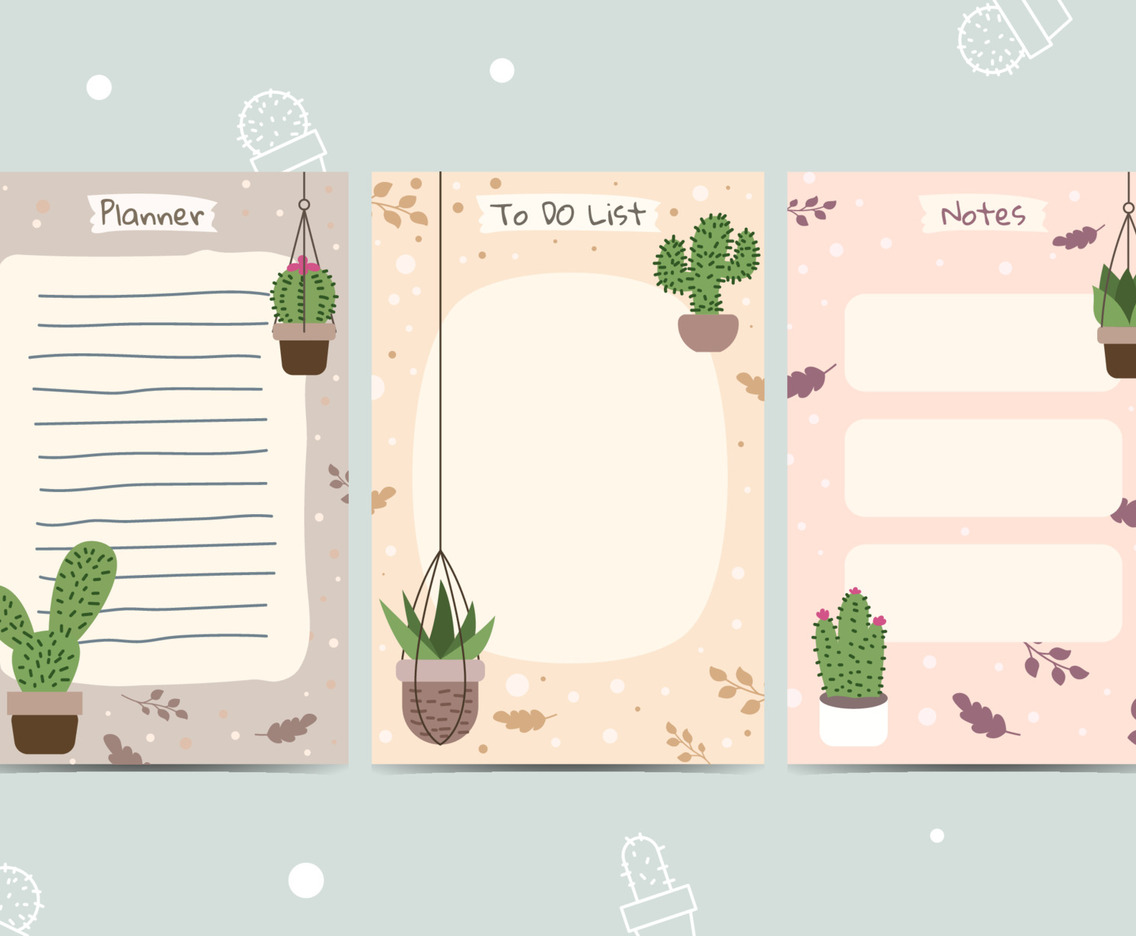 Journal Template With Hand Drawn Cactus