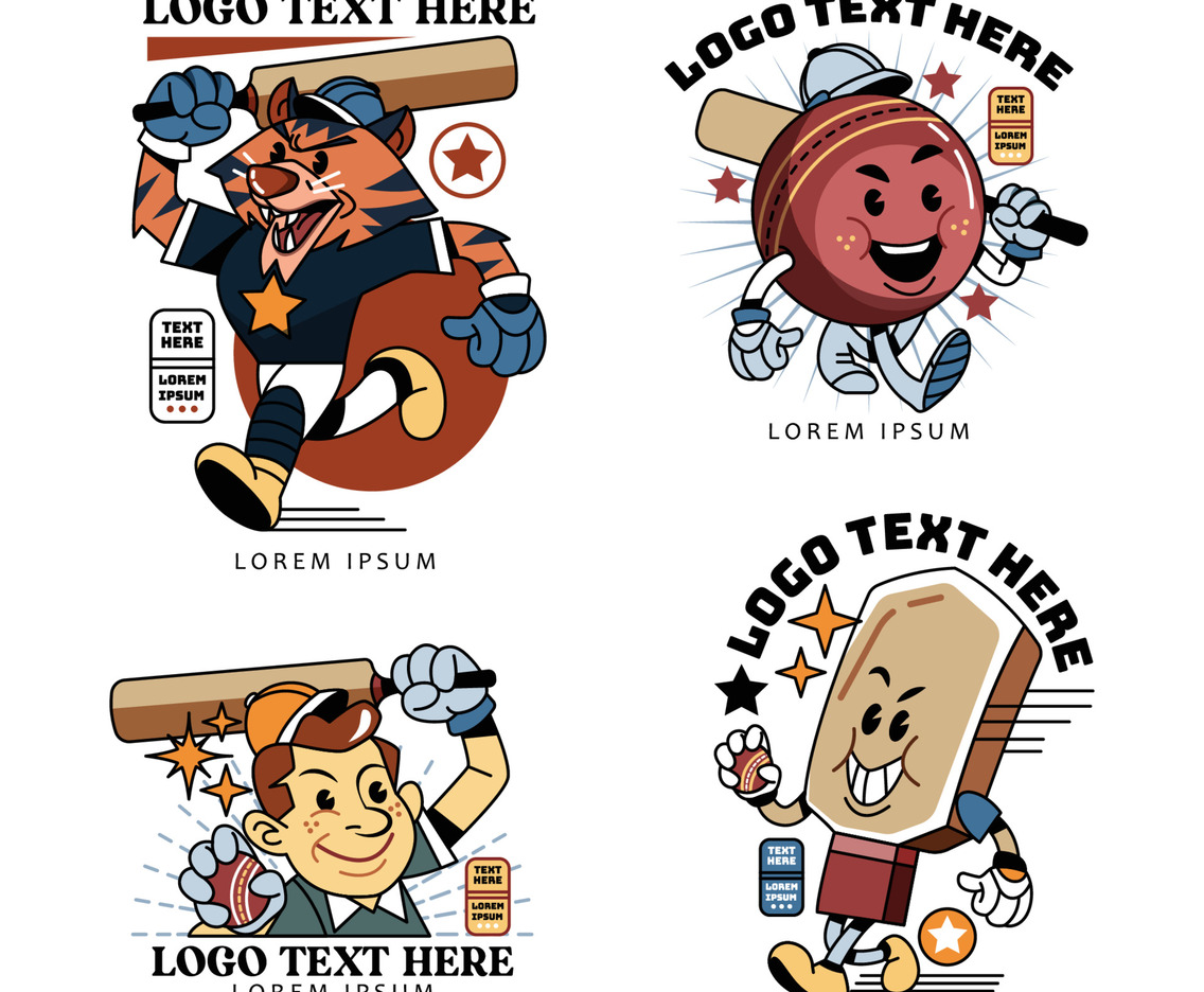 Vintage Cricket Mascot Logo Design
