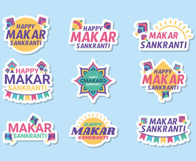 Makar Sankranti Kites Festival Greting Sticker Collection
