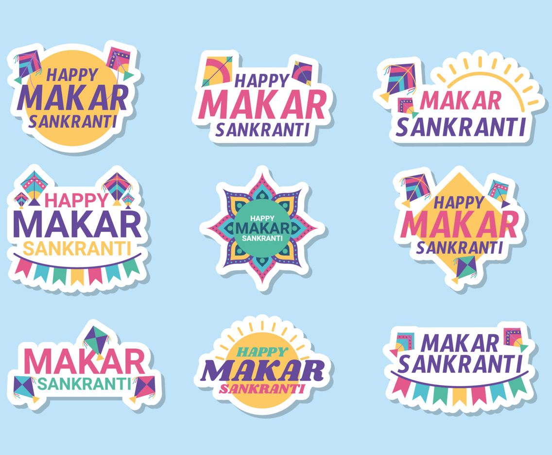 Makar Sankranti Kites Festival Greting Sticker Collection