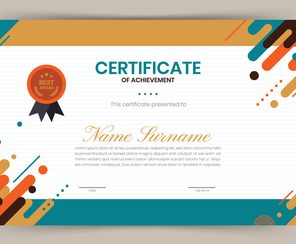 Certificate of Achievement in Flat Modern Design