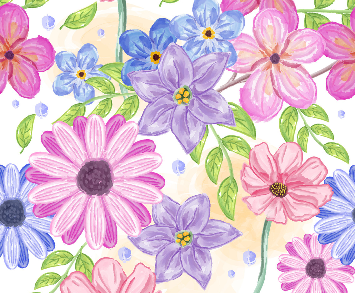 Watercolor Blossom Flower Seamless