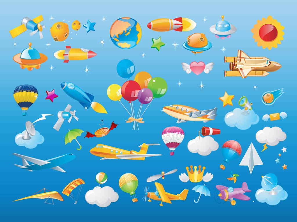 Flying Objects Vector