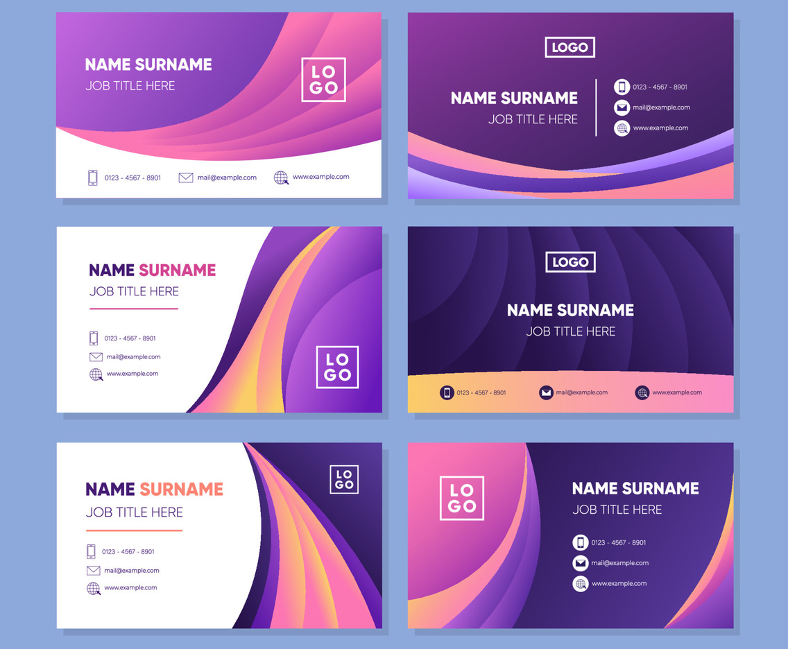 Business Card Template Set with Gradient Accent