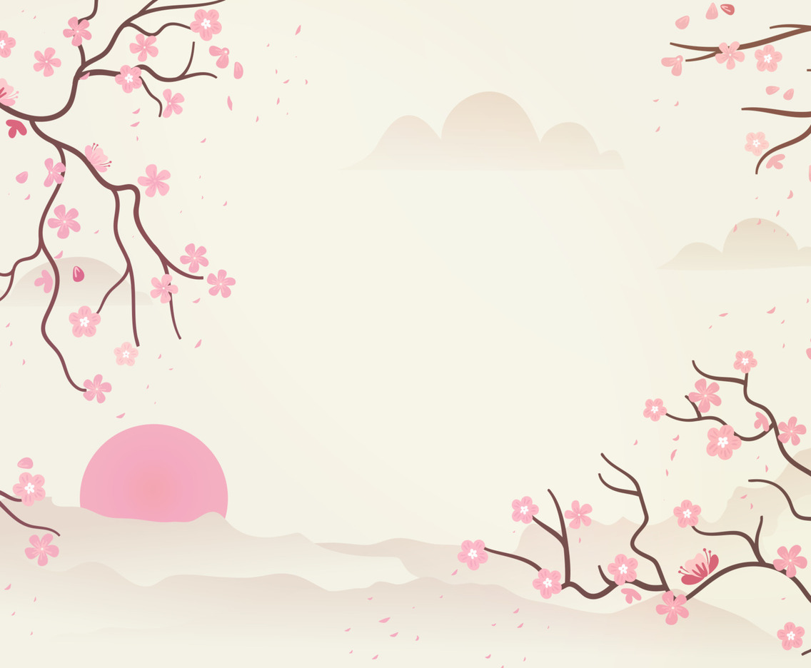 Vintage Japanese Peach Blossom Background