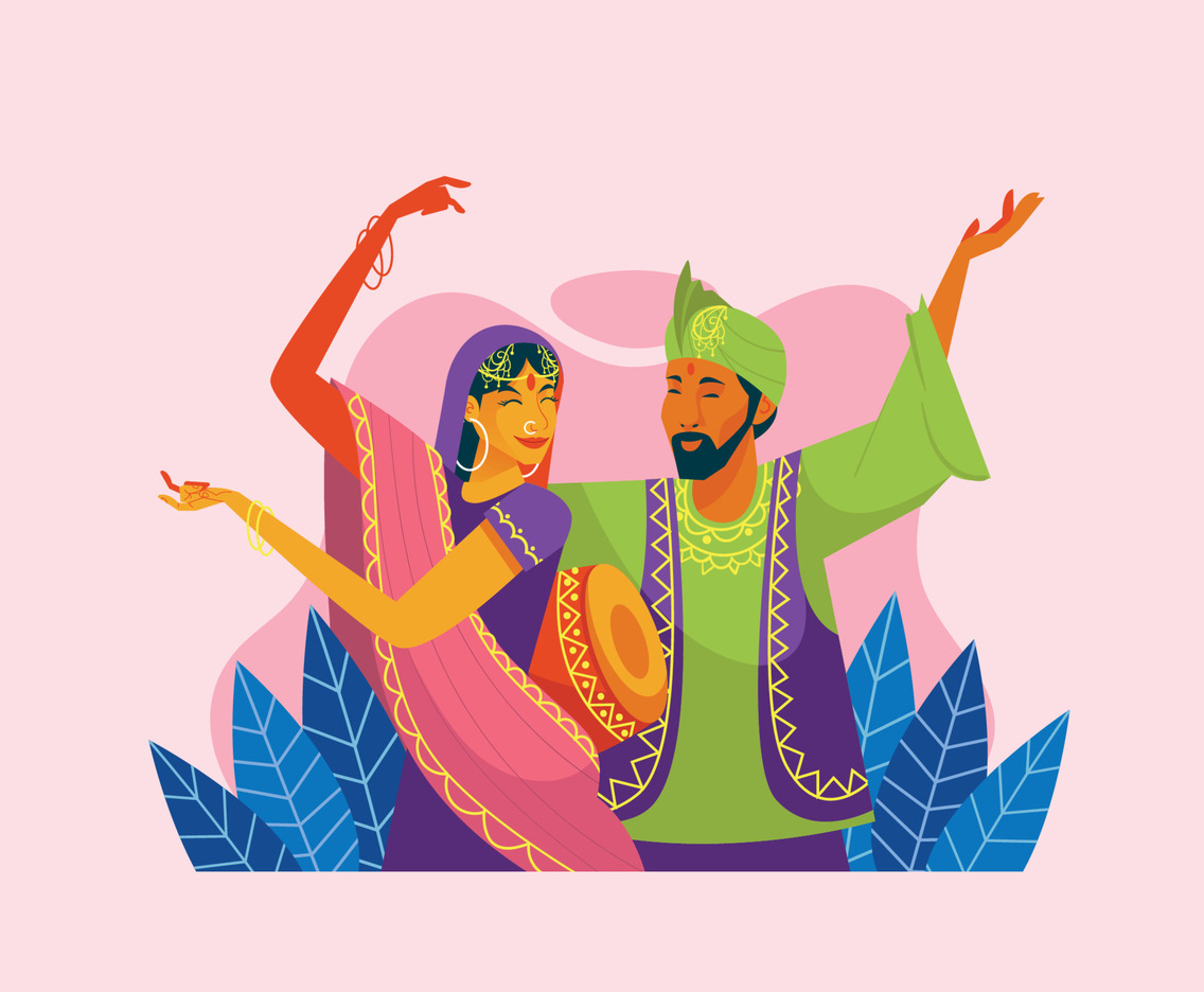Happy Lohri Concept with Dancing Couple