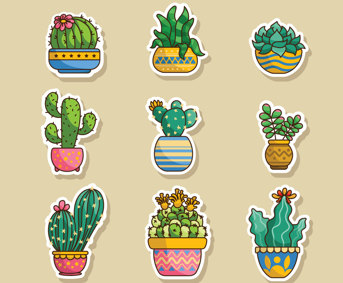Cactus Succulents Sticker Set