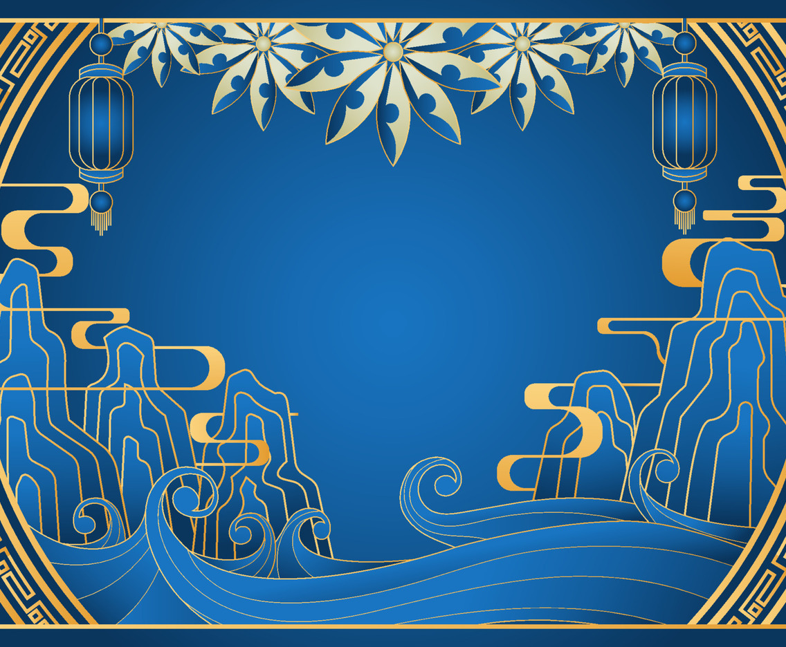 Royal Blue Chinese New Year Papercut Style Concept