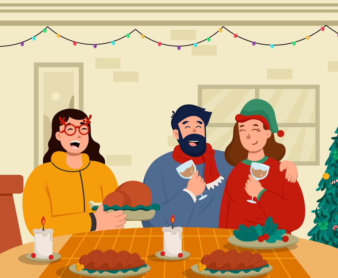Adult Party With Food And Beverage In The Night Christmass