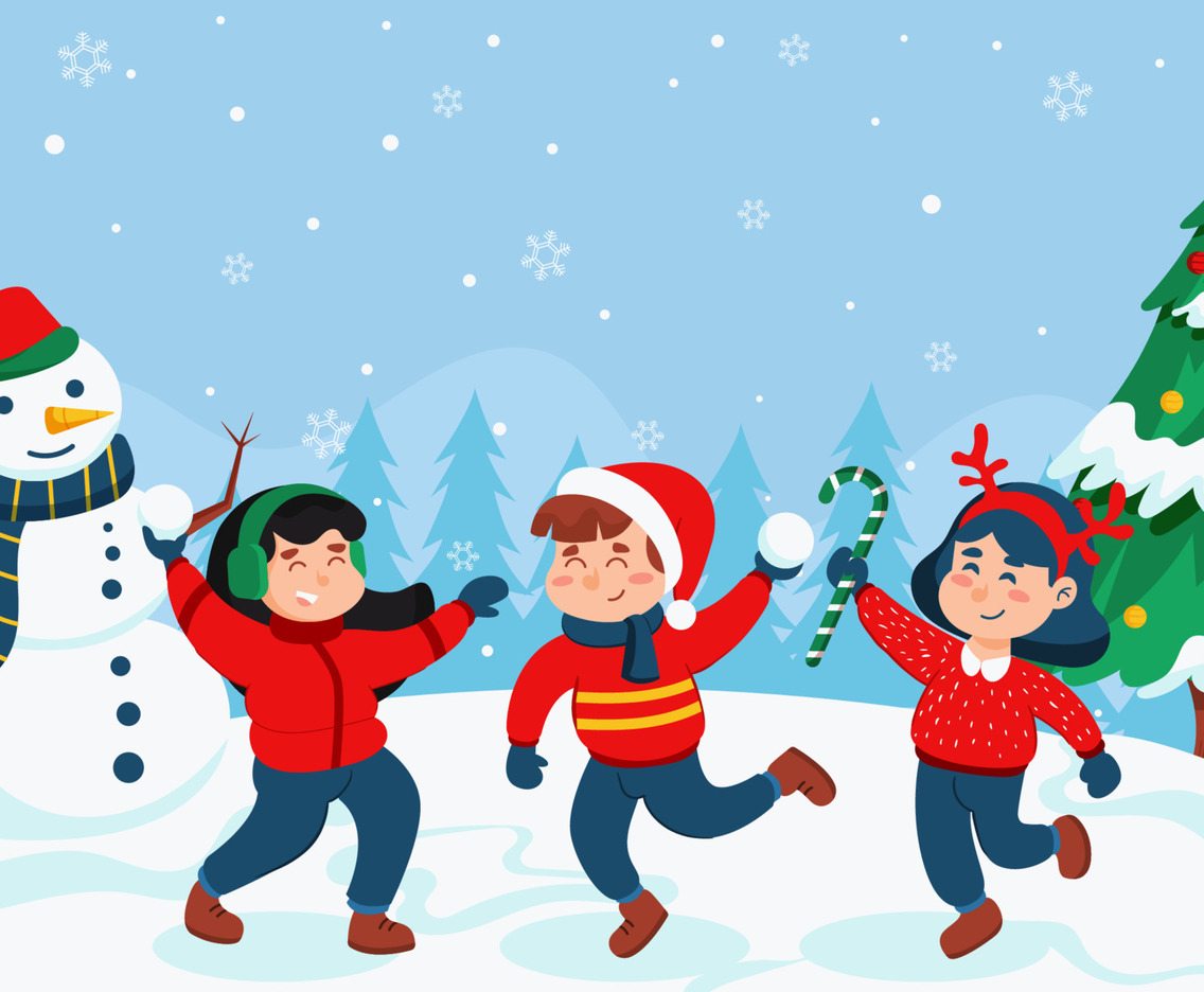 Dancing Party Under The Snow In Christmass