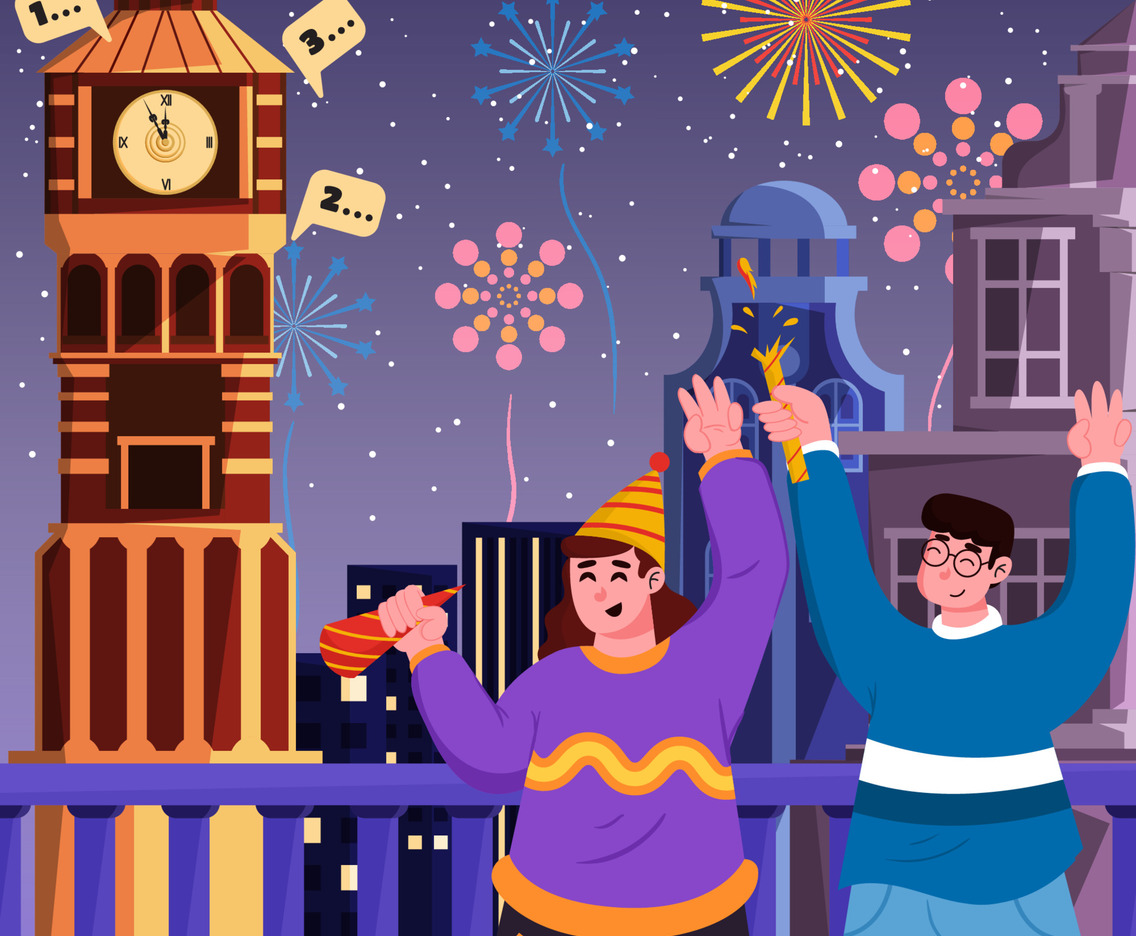 A Couple Waiting Firework In New Year