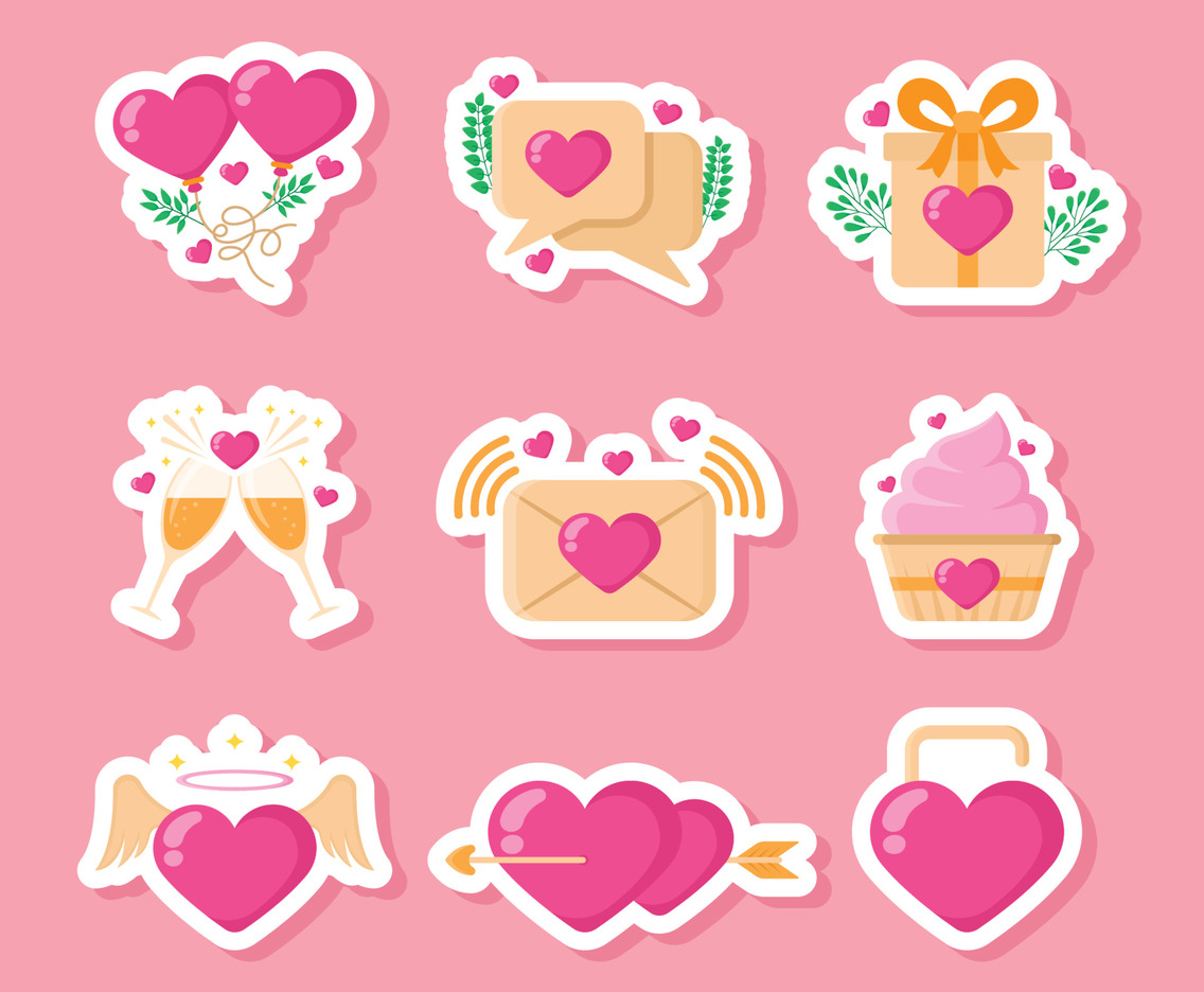 Set ff Valentine Themed Journal Stickers