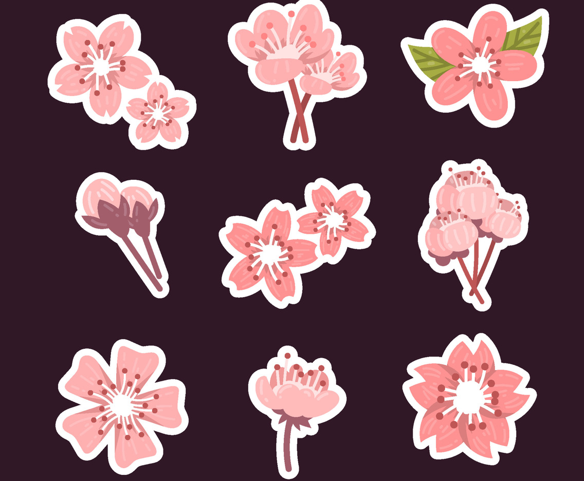 Journal Template Peach Blossom Sticker Collection
