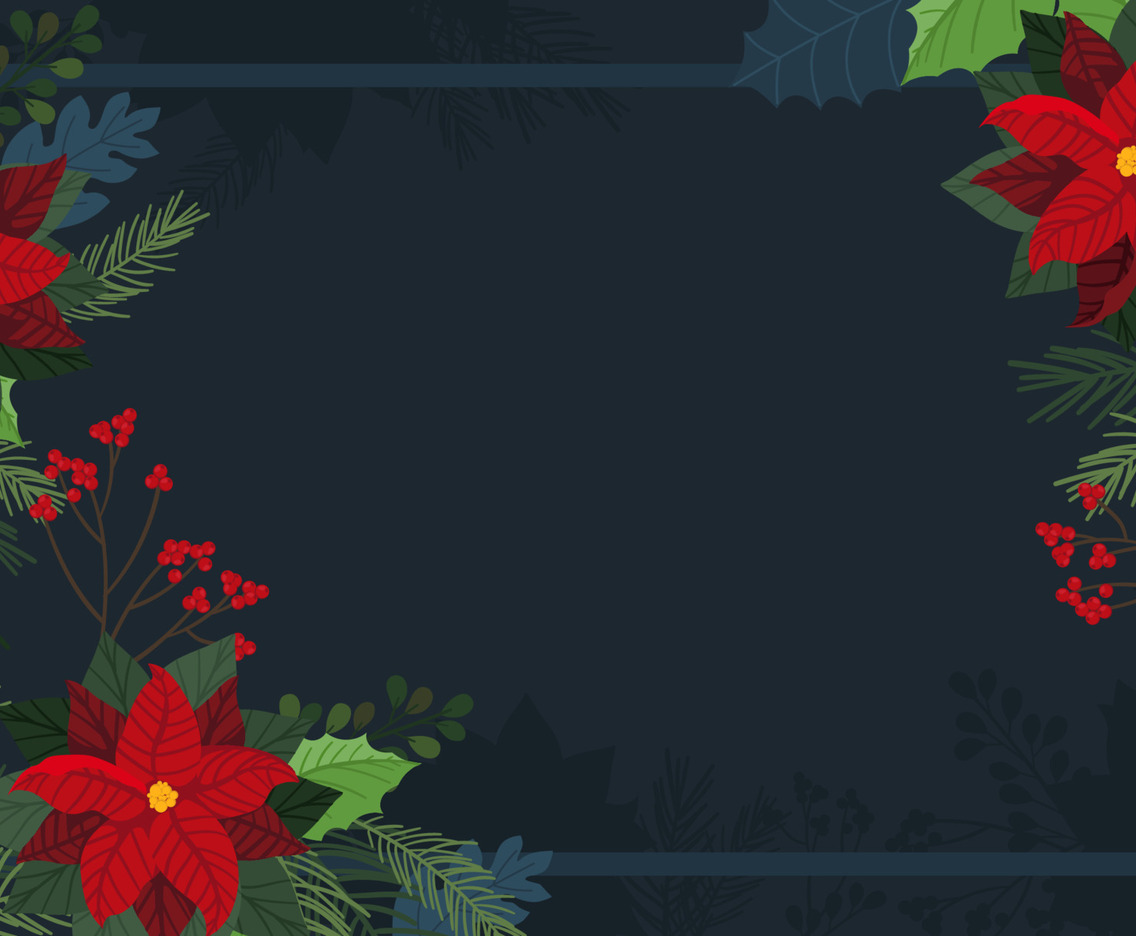 Red Poinsettias Flower Border Background