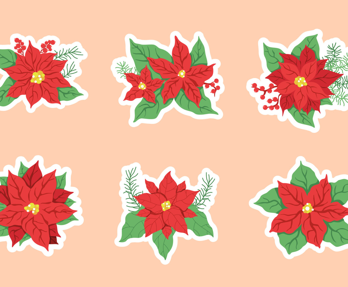 Journal Template Poinsettia Sticker Set