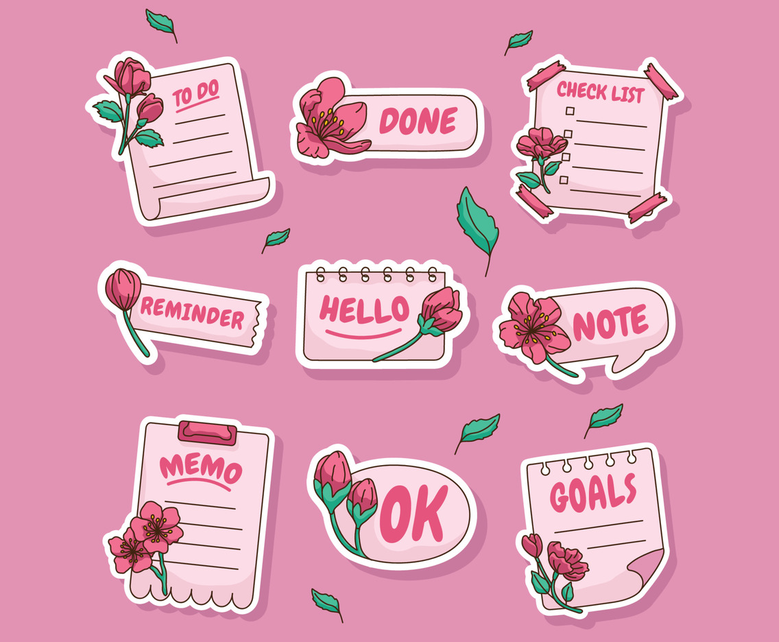 Cute Peach Blossom Journal Sticker Set