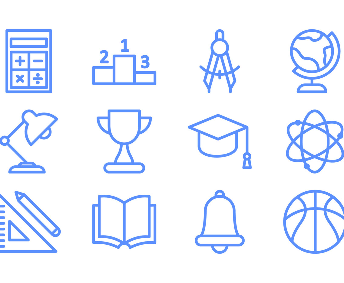 Education Flat Outline Icon Collection