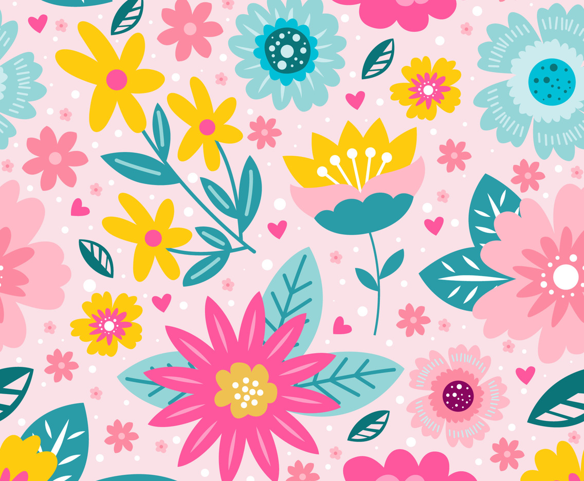 Colorful Blooming Flower Seamless Pattern