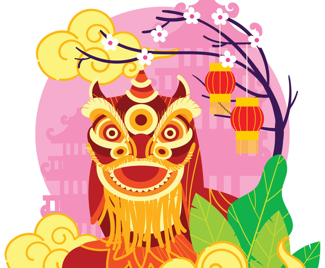 Traditional Chinese Lion Dance Performance