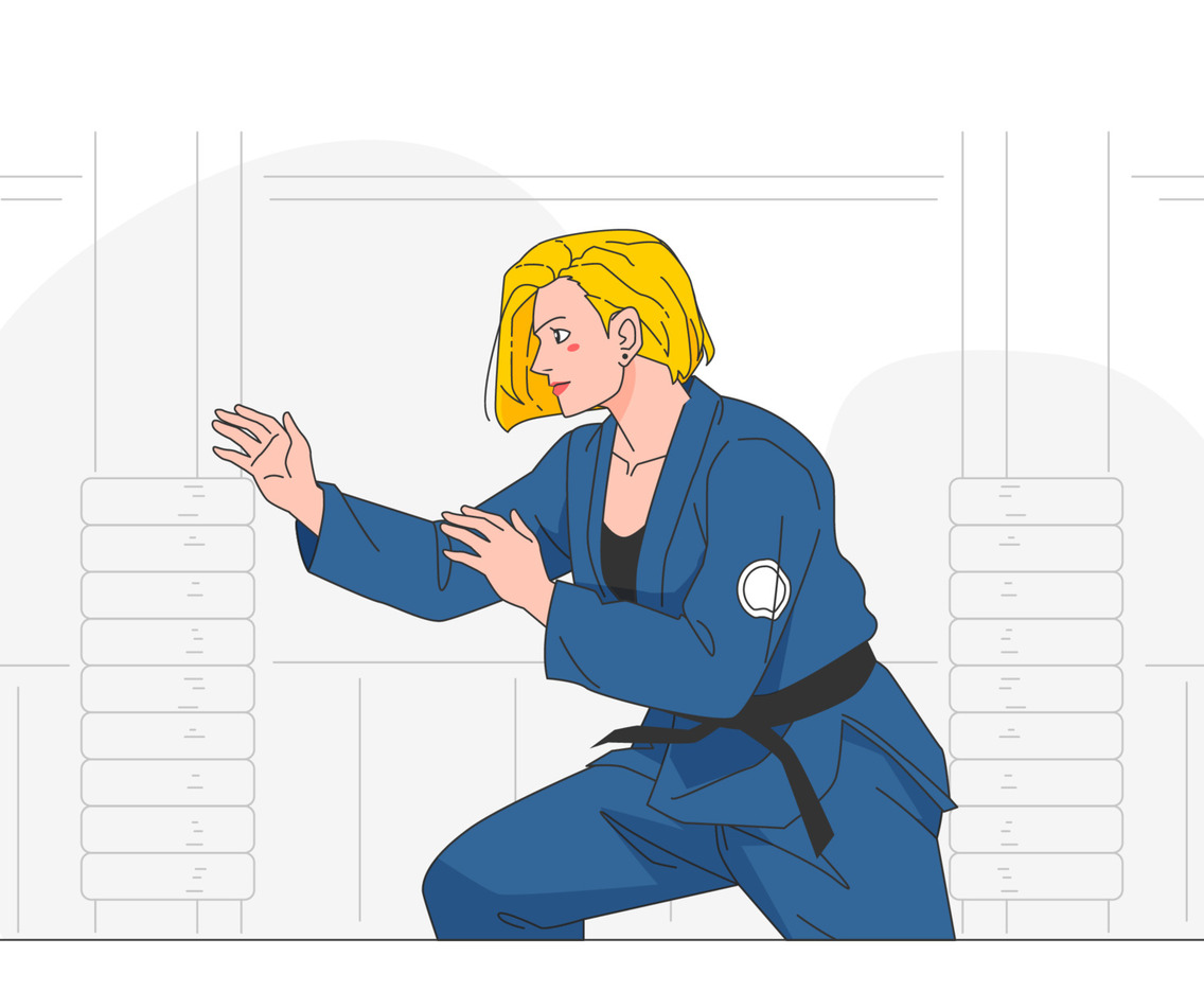 Female Jiujitsu Athlete Ready to Fight