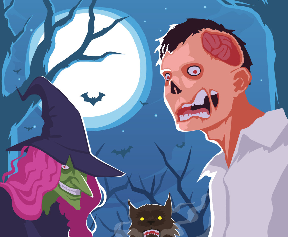 Halloween Party Poster With Monsters