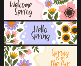 Spring Flowers  Banner Set Template