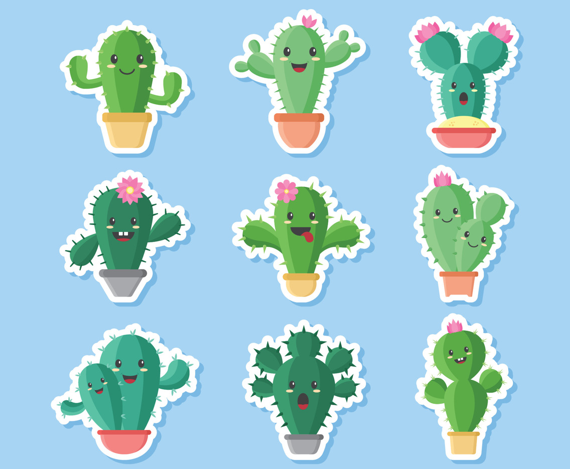 Set of Cactus Themed Journal Stickers
