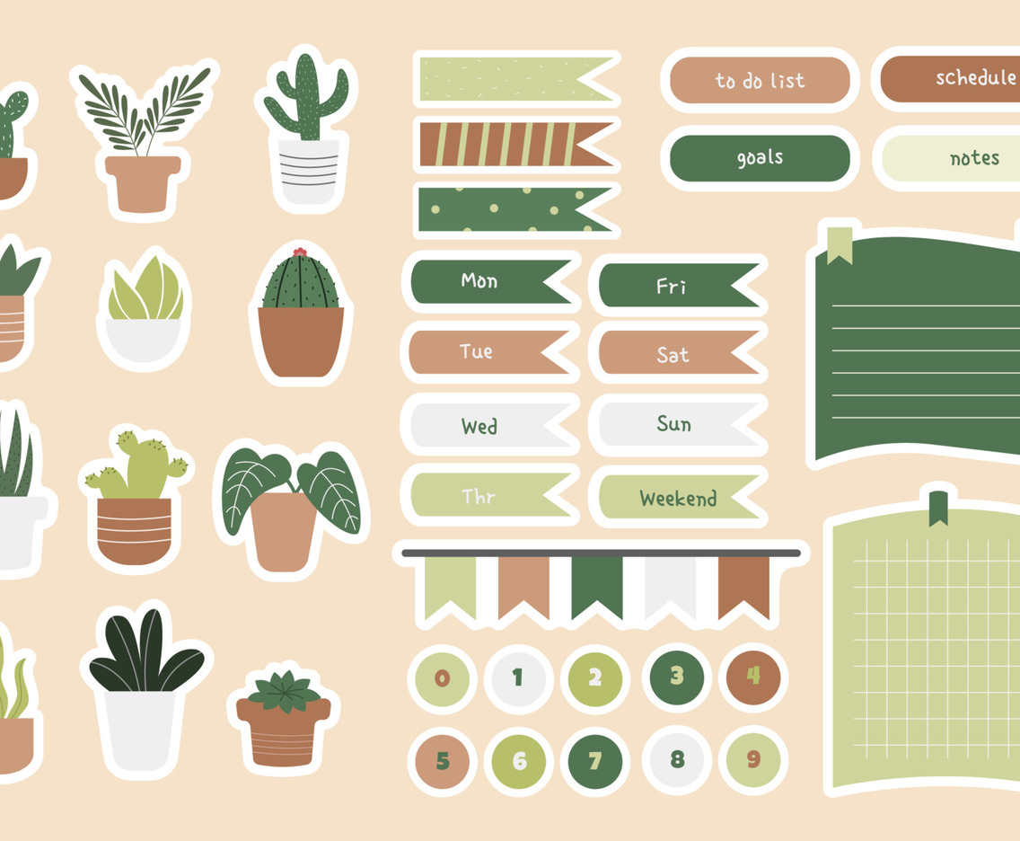 Cute Succulents Journal Stickers