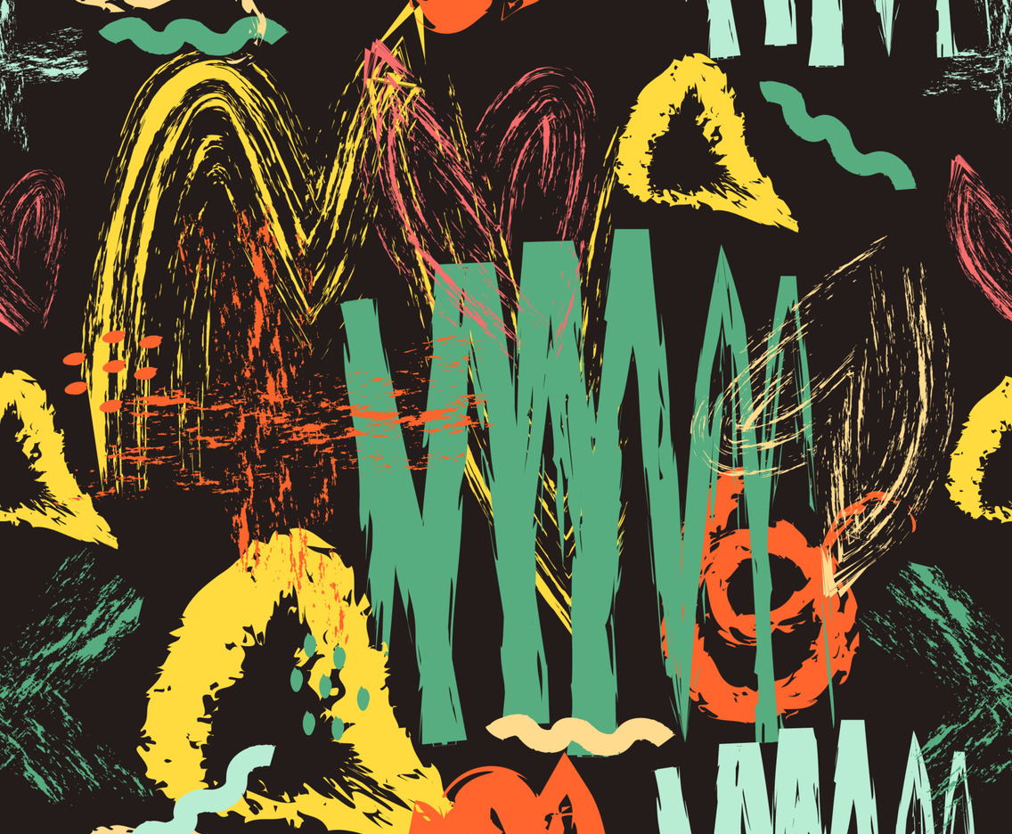 Hand Drawn Brushes Seamless Pattern