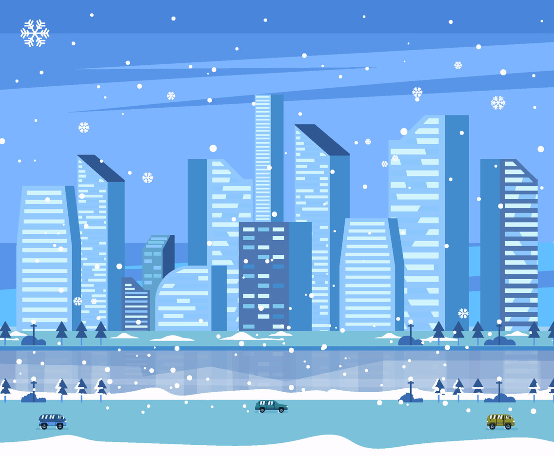 Cold Winter In Modern City Concept