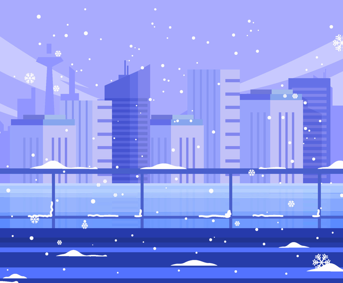 Winter City Skyline View From Bridge Concept