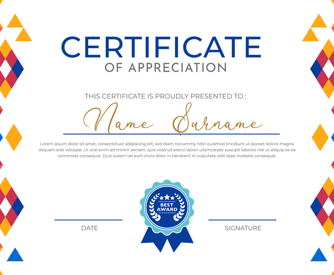 Certificate Template with Flat Geometric Pattern