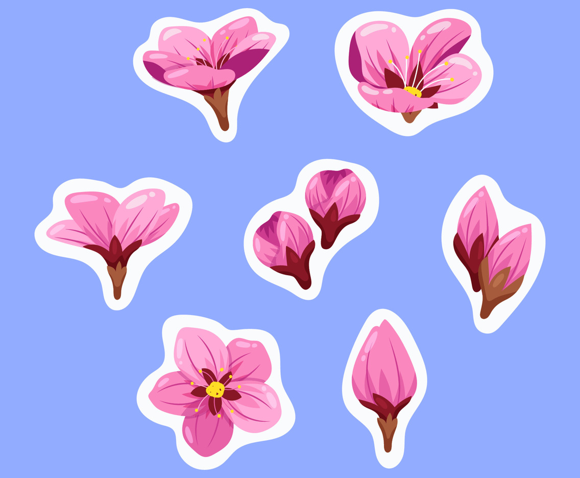 Set of Peach Blossom Sticker Pack