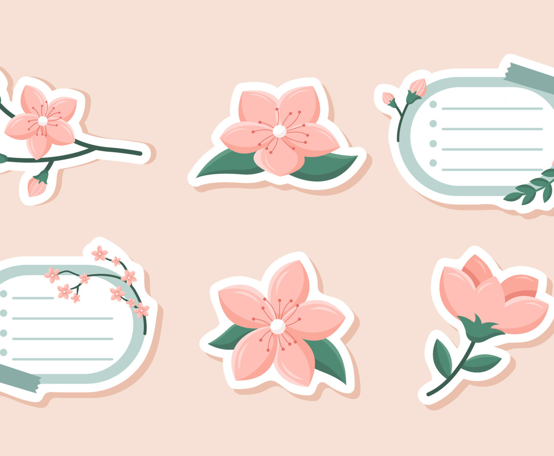 Peach Blossom Themed Journaling Sticker
