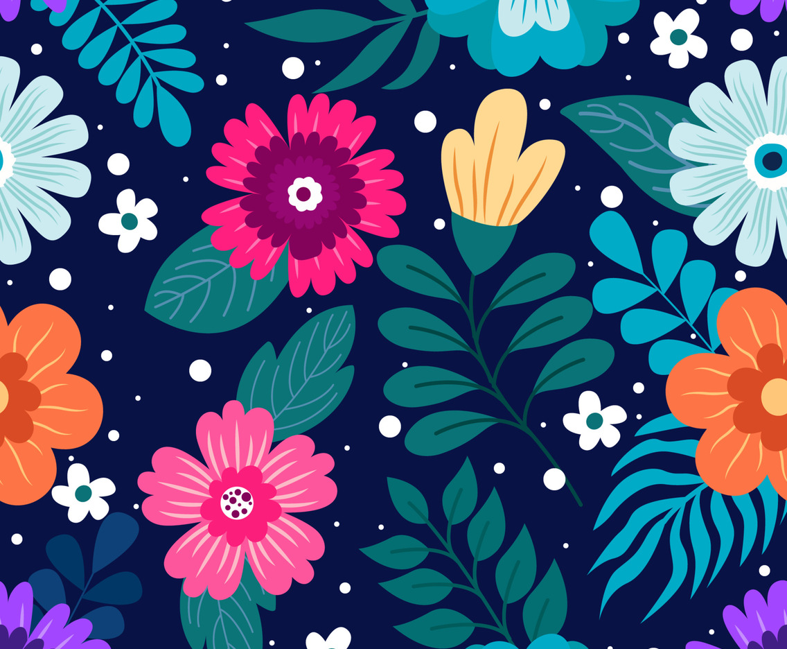 Colorful Flowers Seamless Pattern Background