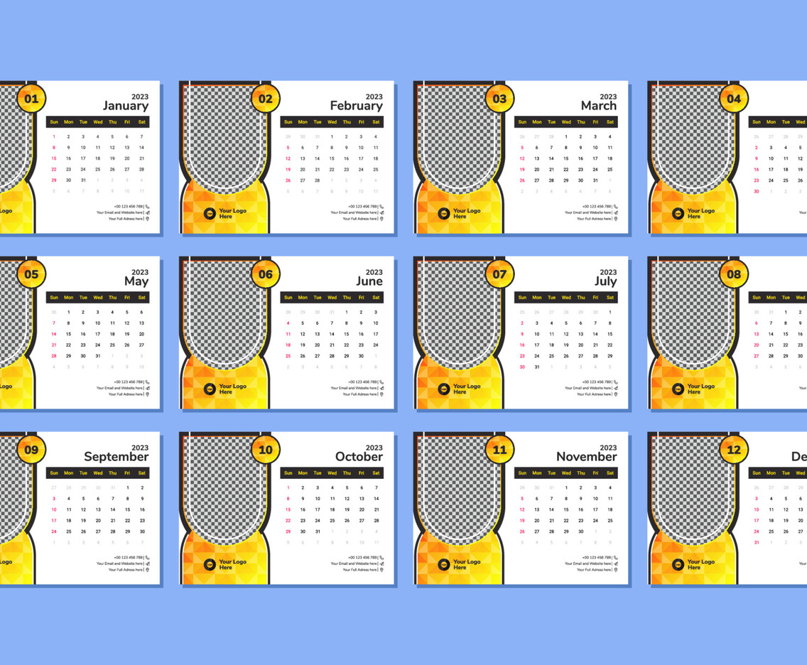 2023 Corporate Calendar With Prismatic Design