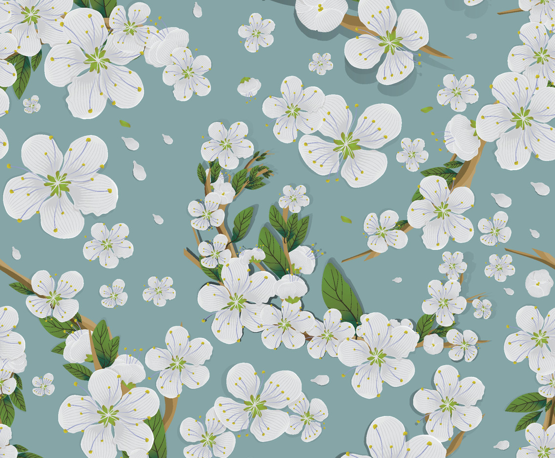 Blossom Flower Seamless Pattern Background
