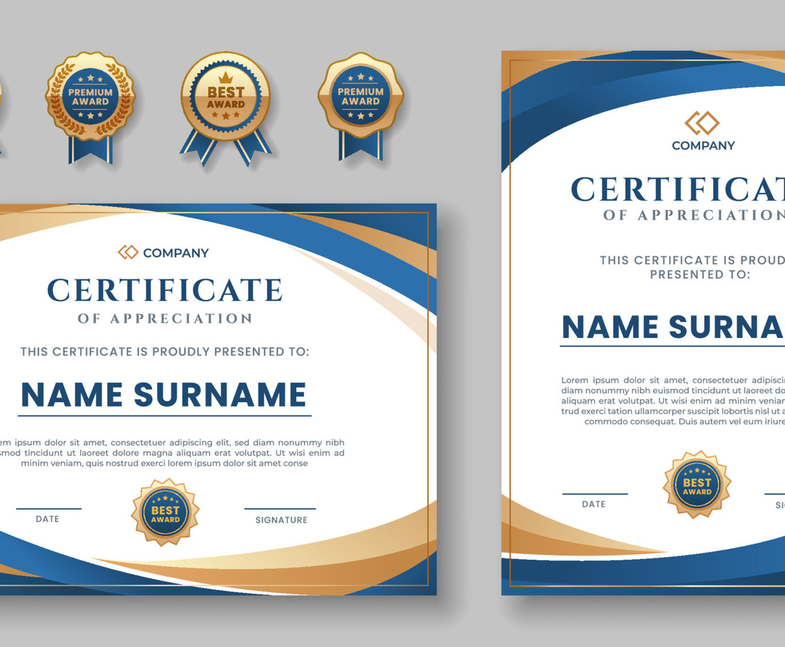 Certificate of Appreciation Template with Badges