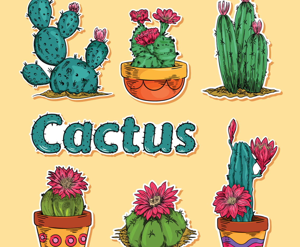 Cactus and Succulents Sticker Template