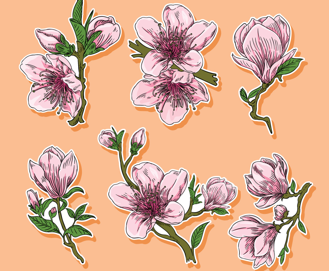 Peach Blossom Sticker Template