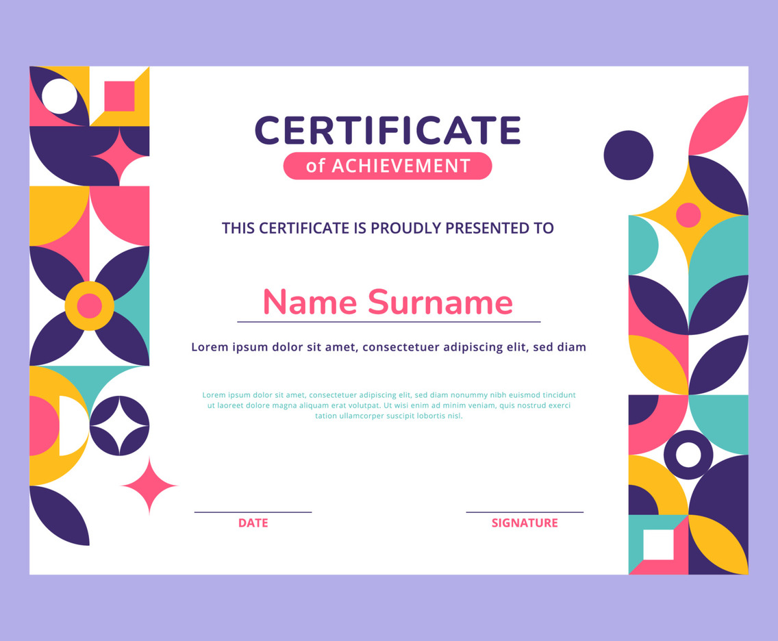 Flat Modern Geometric Certificate Template