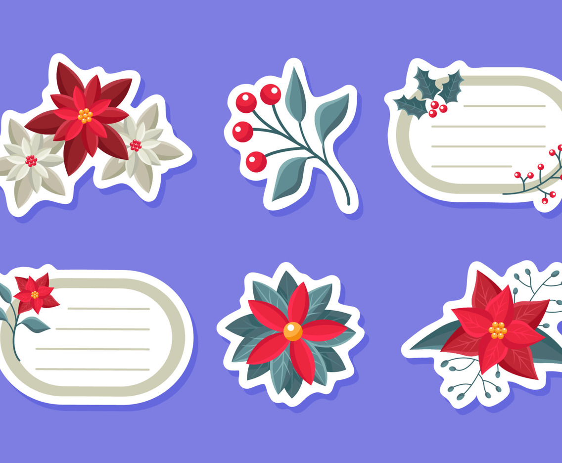 Poinsettias Sticker Journal Templates