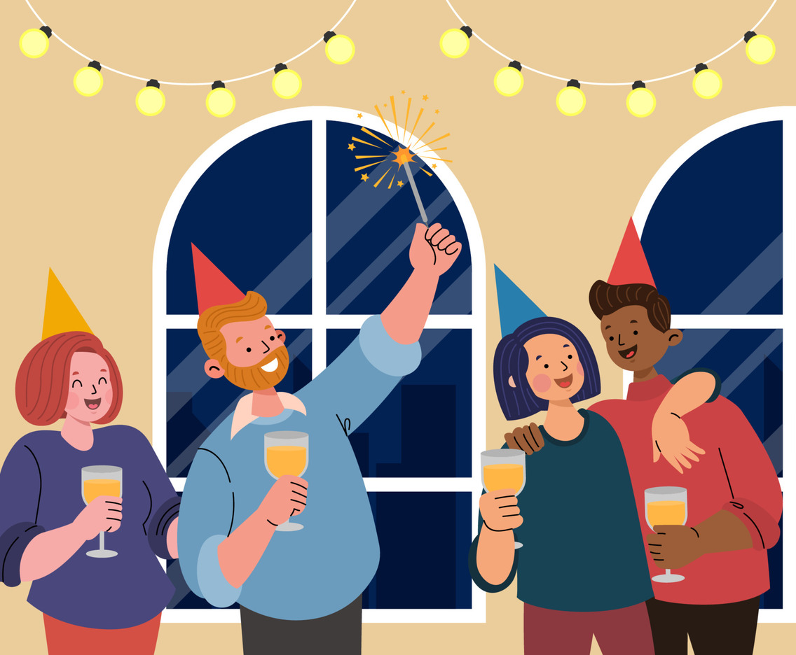 Group of Friends Celebrating New Year