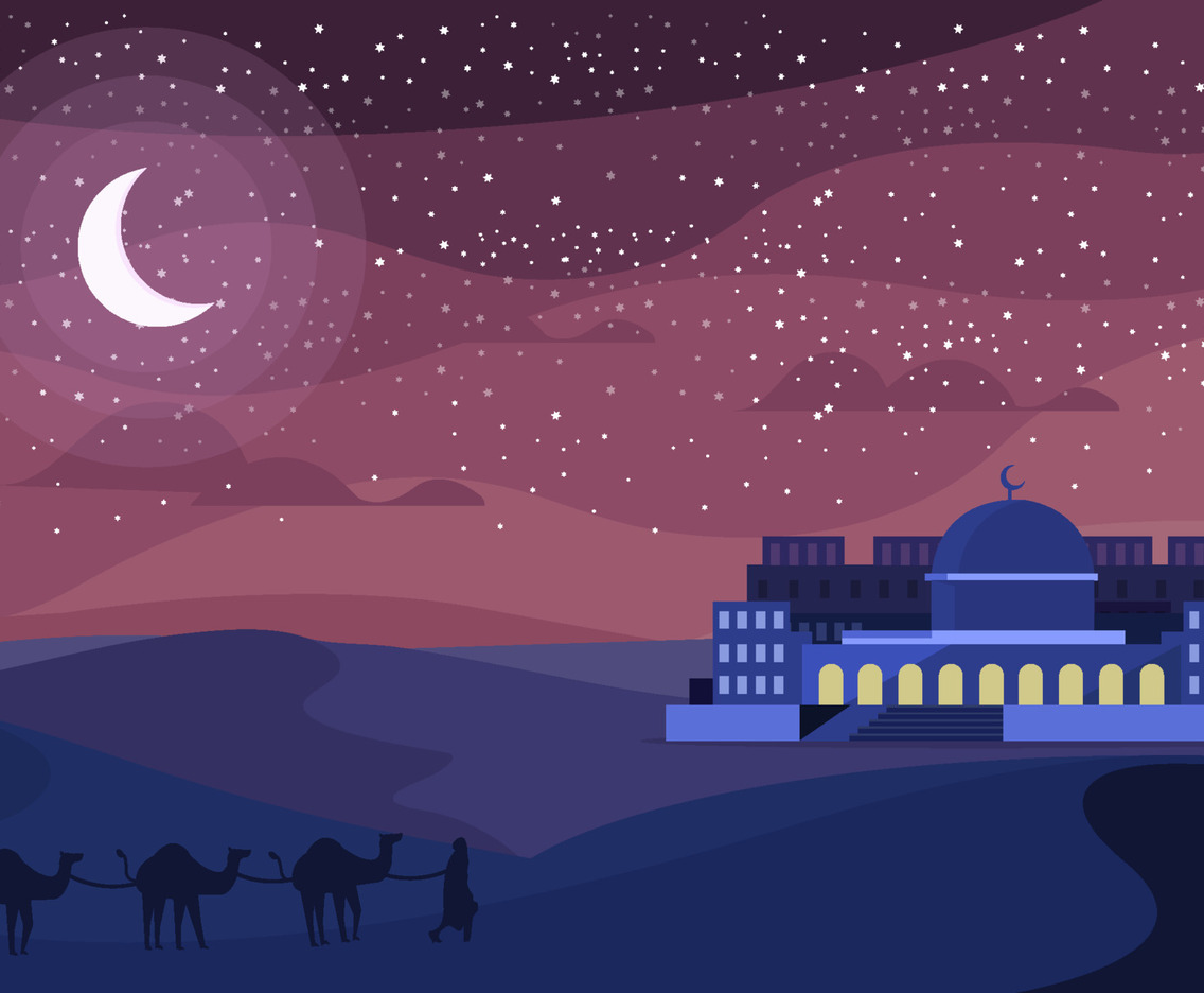 Isra Mi'raj Journey At Night Background